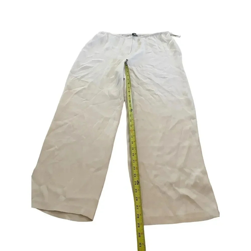 Eileen Fisher Cream Flat Front Wide-Legs Pants Size Petite Large